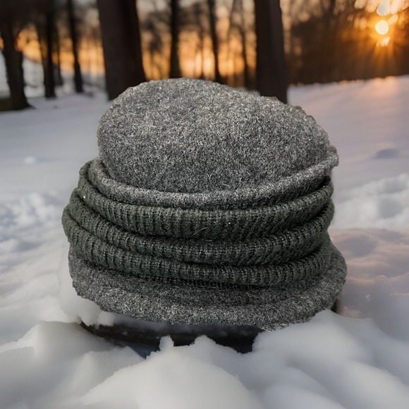 Scala Accessories - SCALA Collection Gray Wool/Lana Boiled Cloche Hat One Size
